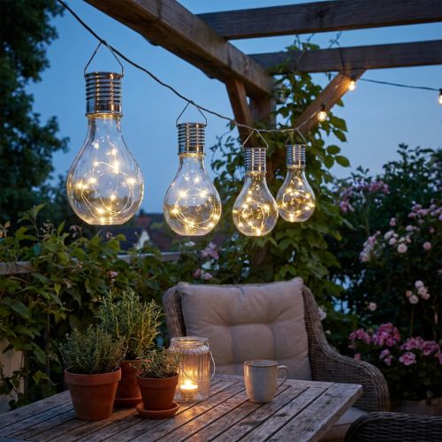 Lâmpada solar LED para decoração de jardim, luz branca quente, 15 cm de altura, pacote com 5 unidades. | Floristik24.pt