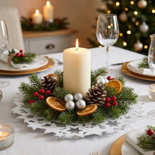 Itens Prato de Natal Prato decorativo de metal com estrelas branco Ø34cm