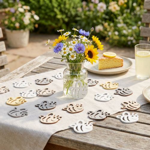 Itens Decoração dispersa de abelhas de madeira decoração de mesa verão 4×3,5cm 72 un