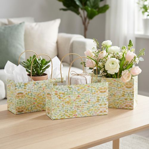 Saco de presente com alças saco de presente estampado 24×12×12cm 6 unidades | Floristik24.pt