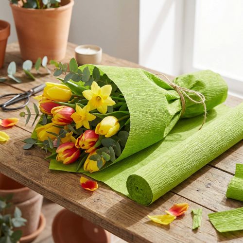 Papel crepom florista verde grama 50x250cm | Floristik24.pt