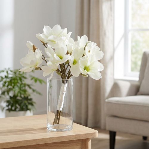 Cacho de magnólia branco 40 cm 5 un. | Floristik24.pt