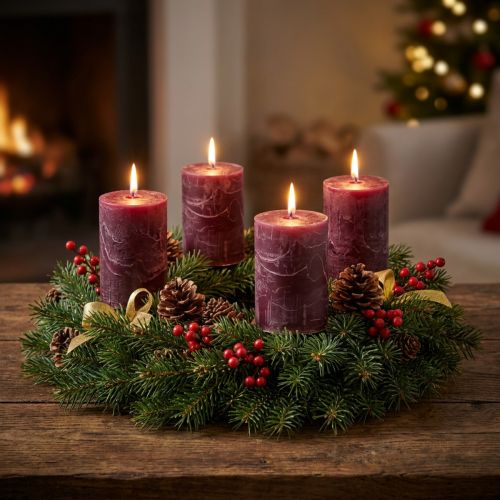 Velas de cor sólida Borgonha 60x80mm 4pcs | Floristik24.pt