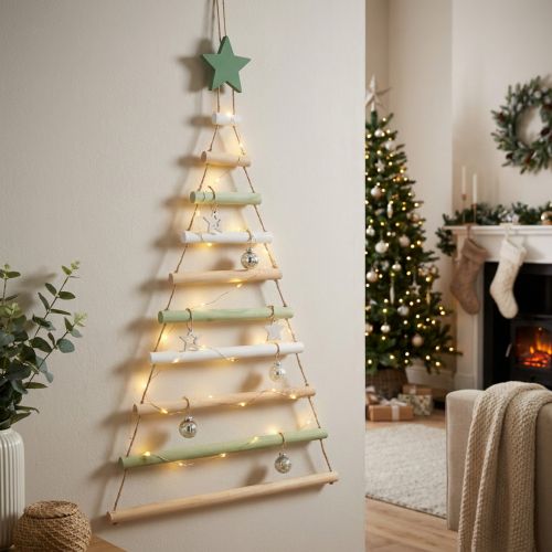 Decoração suspensa árvore de natal estrela madeira Alt.59cm | Floristik24.pt