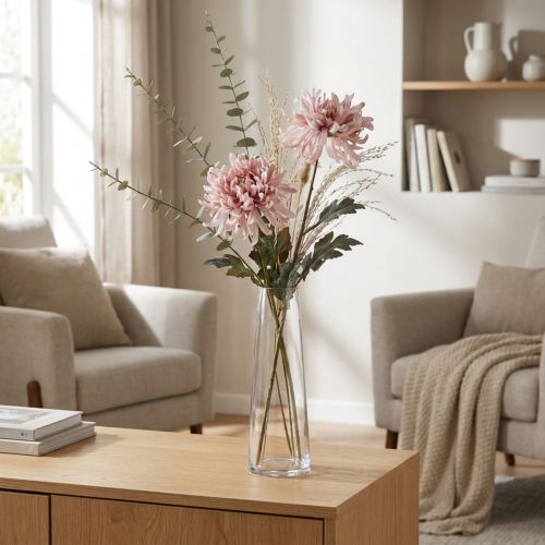 Crisântemos Artificiais Rosa Malva Ø13cm C72cm 2pcs | Floristik24.pt