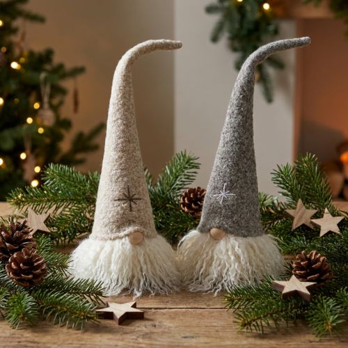 Chapéu decorativo de gnomo feito de feltro para decoração de mesa marrom bege Alt.28cm 2 peças | Floristik24.pt