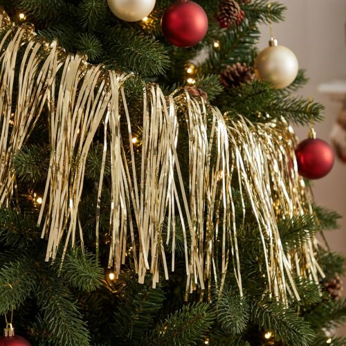 Cortina de decoração dourada com enfeites de ouropel 90×200cm | Floristik24.pt