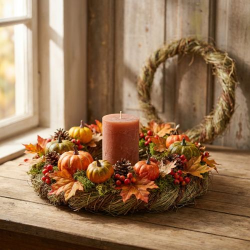 Conjunto de 2 peças de guirlanda de videira natural Ø29cm - Guirlanda para porta, guirlanda para mesa, primavera, verão, outono | Floristik24.pt