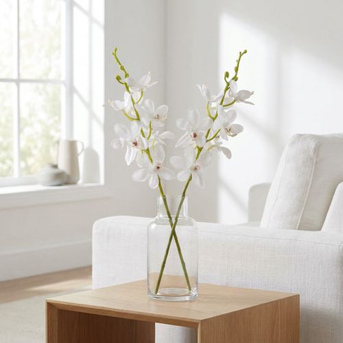 Orquídeas artificiais flor branca Ø3,5–5cm C38cm 2 unidades | Floristik24.pt