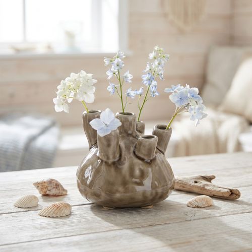 Itens Vaso Cerâmico Marítimo Coral Look Marrom Ø11,5cm H10cm