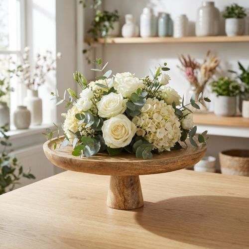 Prato decorativo de madeira com base, suporte para bolo, aparência natural, Ø25cm | Floristik24.pt