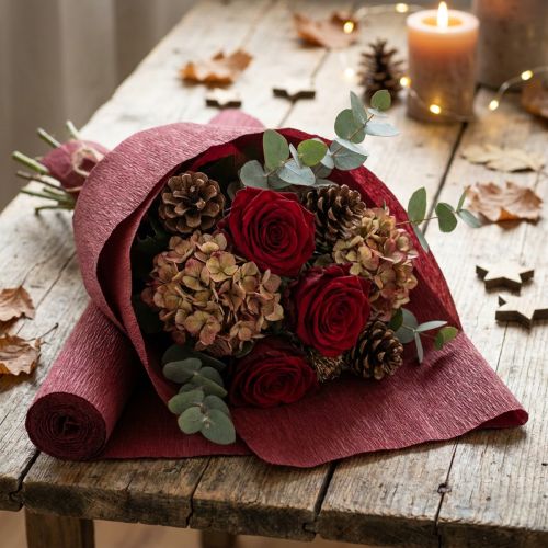 Papel crepom florista Bordeaux