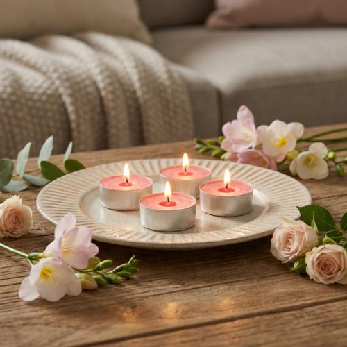 Velas perfumadas morango, aroma tealight, vela perfumada ambiente Ø3,5cm A1,5cm 18 unid. | Floristik24.pt