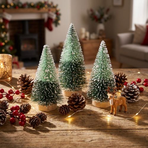Itens Mini árvore de Natal artificial com neve, Ø5cm A10cm, 6 peças