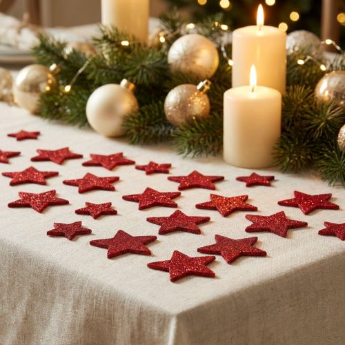 Estrelas decorativas dispersas vermelhas, mica 4-5cm 40 un | Floristik24.pt