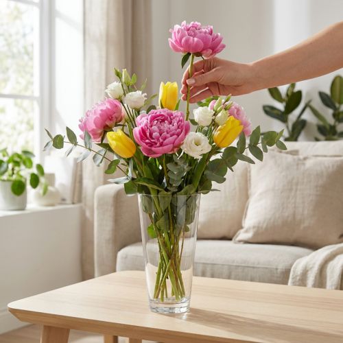 Vaso de vidro vaso de flores cônico transparente Ø10cm H20cm | Floristik24.pt