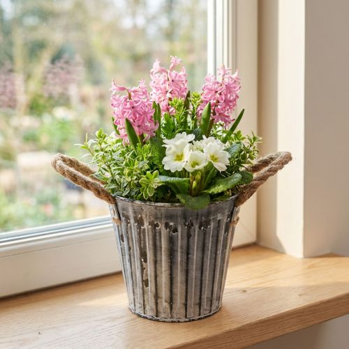 Vaso de plantas com alças, floreira de metal, vaso decorativo para plantas Ø14,5cm | Floristik24.pt