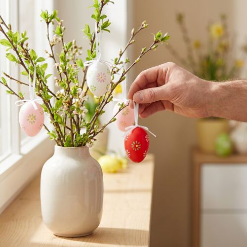Ovos de Páscoa para pendurar com flores Decoração de Páscoa 6cm 12uds | Floristik24.pt