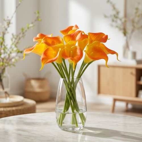 Mini calla artificial amarelo 28cm 12 un | Floristik24.pt