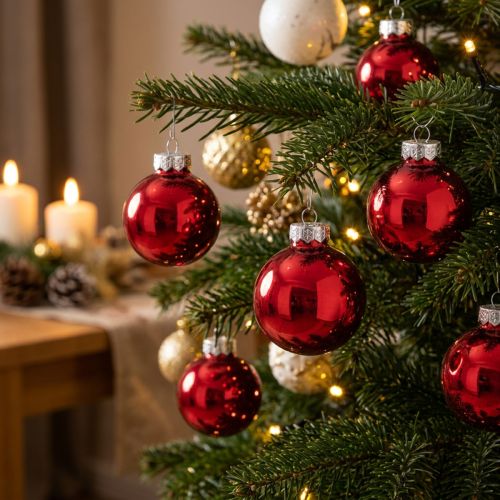 Enfeites de Natal de vidro na