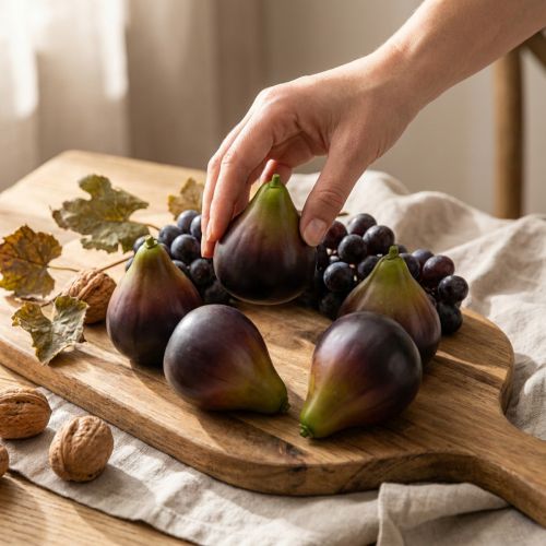 Conjunto de 6 figos decorativos VIANA de 8 cm - Frutas artificiais para decoração de mesa e festas. | Floristik24.pt