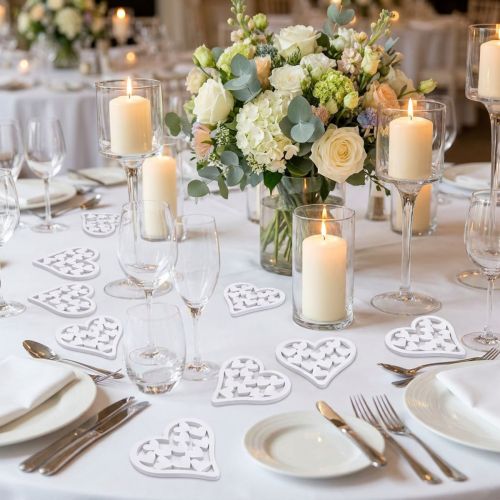 Decoração dispersa coração branco 5cm 40 unidades | Floristik24.pt