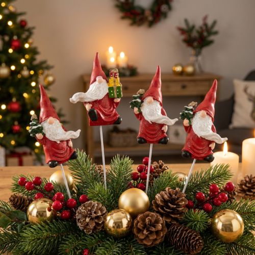 Plugue decorativo gnomo de Natal gnomo Papai Noel 7cm 4 unidades | Floristik24.pt