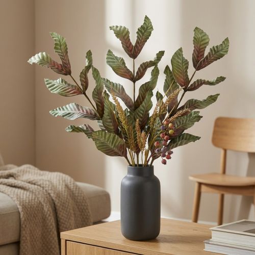 Planta artificial deco ramo verde vermelho marrom espuma H68cm | Floristik24.pt
