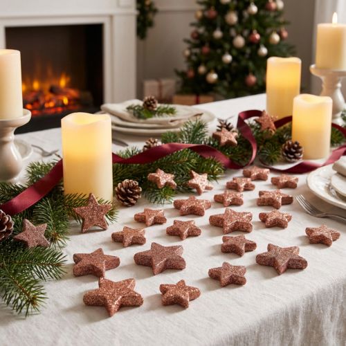 Decoração dispersa estrelas de Natal estrelas espalhadas rosa Ø4/5cm 40 un | Floristik24.pt