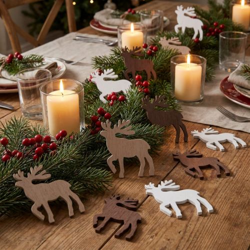 Decoração dispersa de rena de natal decoração de natal madeira 48 unidades | Floristik24.pt