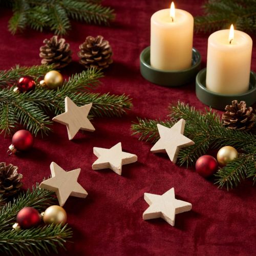 Decoração dispersa estrelas de Natal estrelas de madeira natural Ø4cm 24 unidades | Floristik24.pt