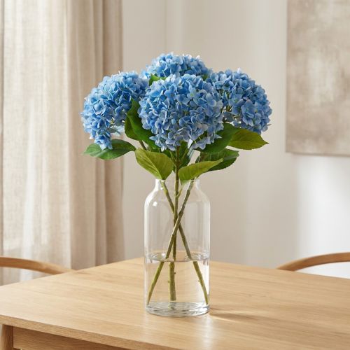 Decoração de flores artificiais hortênsia artificial azul 69cm | Floristik24.pt
