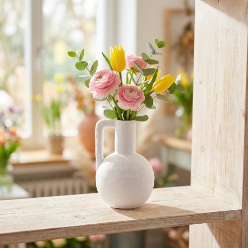 Vaso decorativo mini vaso de flores branco com alça Alt.15cm | Floristik24.pt