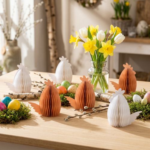 Papel decorativo favo de mel de frango branco laranja 5,5×3,5×6cm 6 un | Floristik24.pt