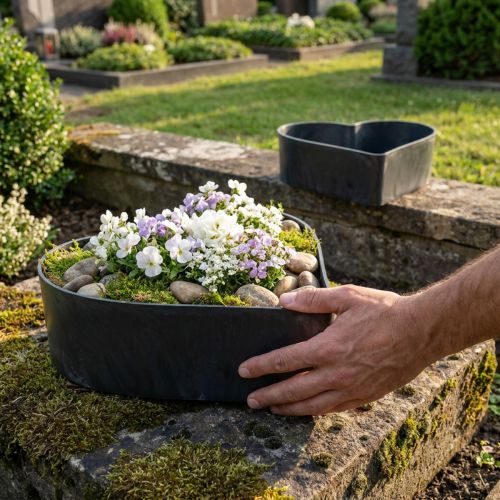 Tigela coração tigela decorativa de plástico antracite 24/21cm conjunto de 2 | Floristik24.pt