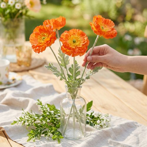 Papoulas artificiais Flores de verão Laranja Ø7cm L78cm 3 unidades | Floristik24.pt