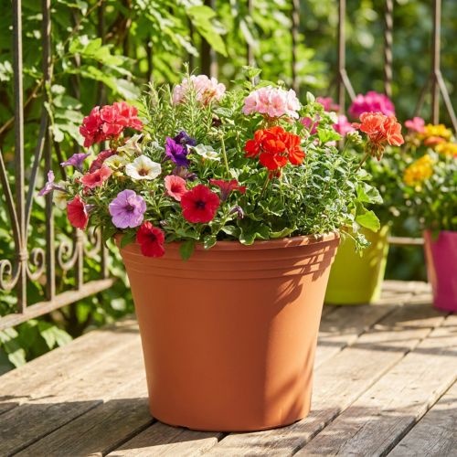 Pote “Irys” plástico terracota Ø33cm Alt.27,5cm 1ud | Floristik24.pt