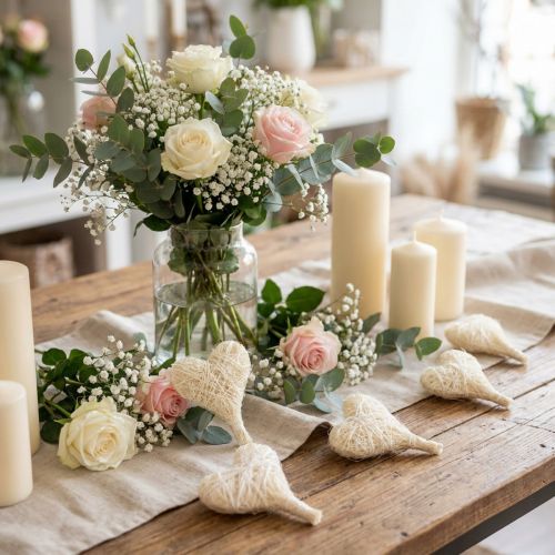 Creme de coração de sisal 5cm 24 un | Floristik24.pt