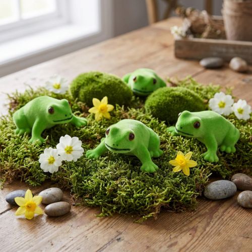 Figura de decoração de sapo mesa verde decoração decoração vitrine 7,5 cm 9 unidades | Floristik24.pt