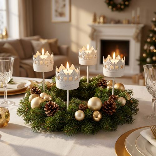 Porta-velas de metal para colar, porta-velas coroa Ø4,5cm 4 peças | Floristik24.pt
