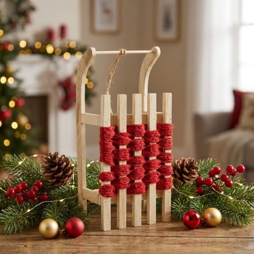 Trenó decorativo de madeira de Natal L30×L14,5×H9,5cm | Floristik24.pt