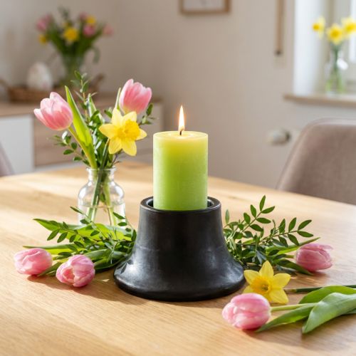 Castiçal preto castiçal de cerâmica Ø12,5cm Alt.7cm | Floristik24.pt