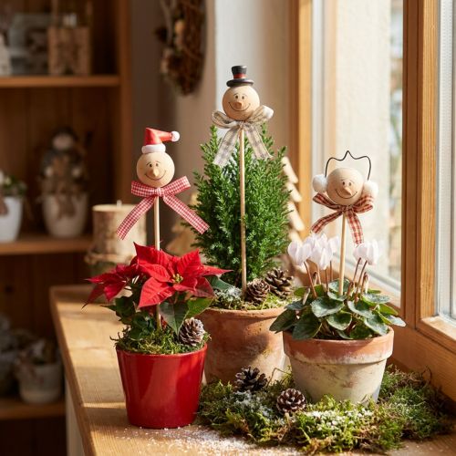 Plugue decorativo para boneco de neve plugue de flores madeira natural 5 cm 9 unidades | Floristik24.pt