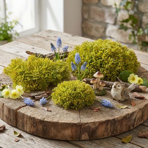 Musgo decorativo artificial verde castanho – almofada musgo 10/12/14cm 3 peças | Floristik24.pt