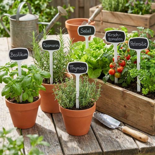 Etiquetas para plantas 29 cm pretas inclinadas 10 unidades | Floristik24.pt