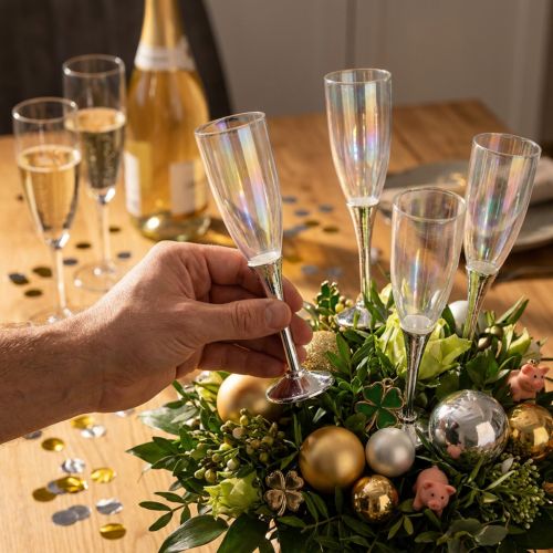 Decoração de véspera de ano novo copo de champanhe plugue prata 7,5cm L27cm 12 peças | Floristik24.pt