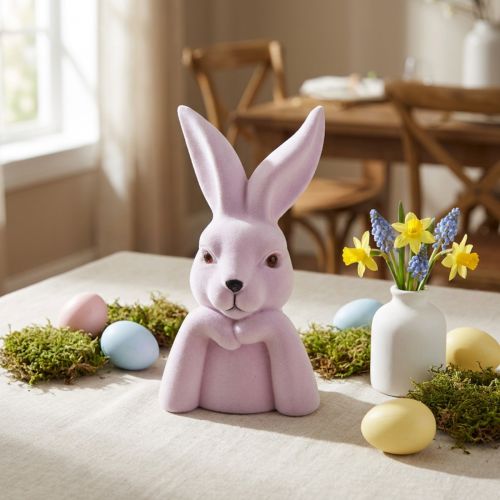 Busto de Coelho Pensativo, Roxo Claro, Decoração de Páscoa, 16,5×13×27cm | Floristik24.pt