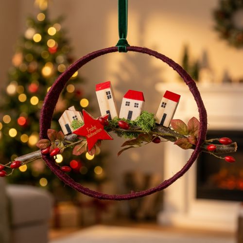 Itens Anel decorativo de juta laço de decoração vermelho vermelho escuro 4cm Ø30cm 2 unidades