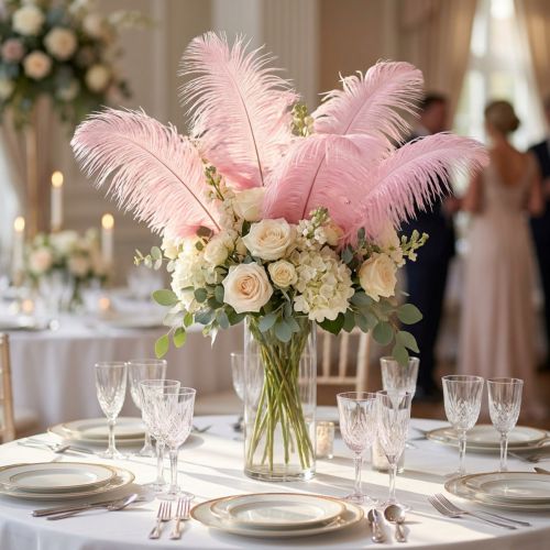 Itens Penas de Avestruz Penas Reais Decoração Rosa 20-25cm 12 un