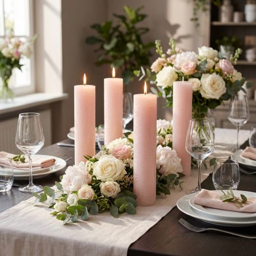 Velas cônicas velas de cor sólida rosa claro 50x300mm 4 un | Floristik24.pt